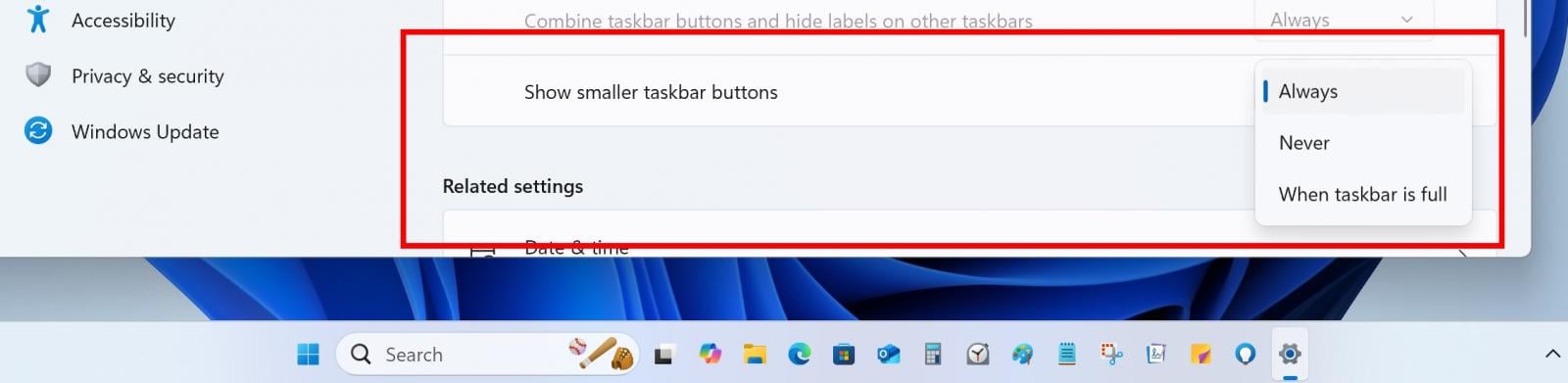 Taskbar icon scaling