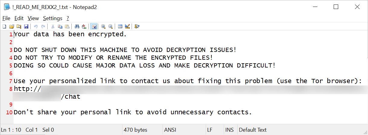 Ransom notes deployed in the attacks