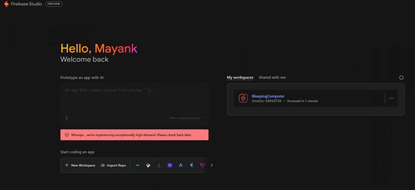 Firebase Studio