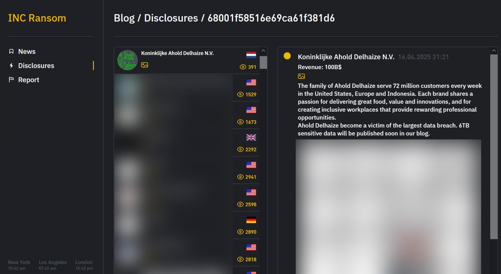 INC Ransom extortion portal