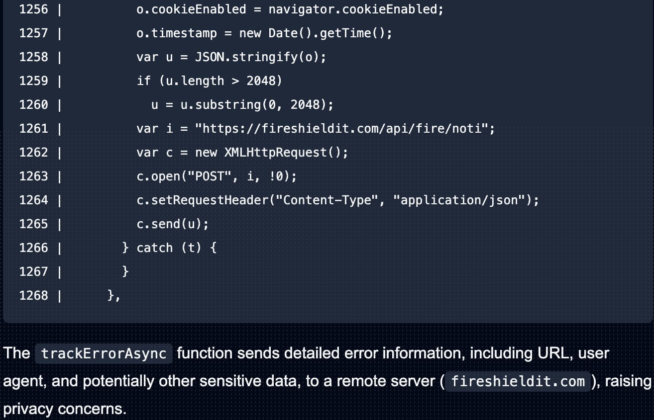 Tracking function in Fire Shield extension