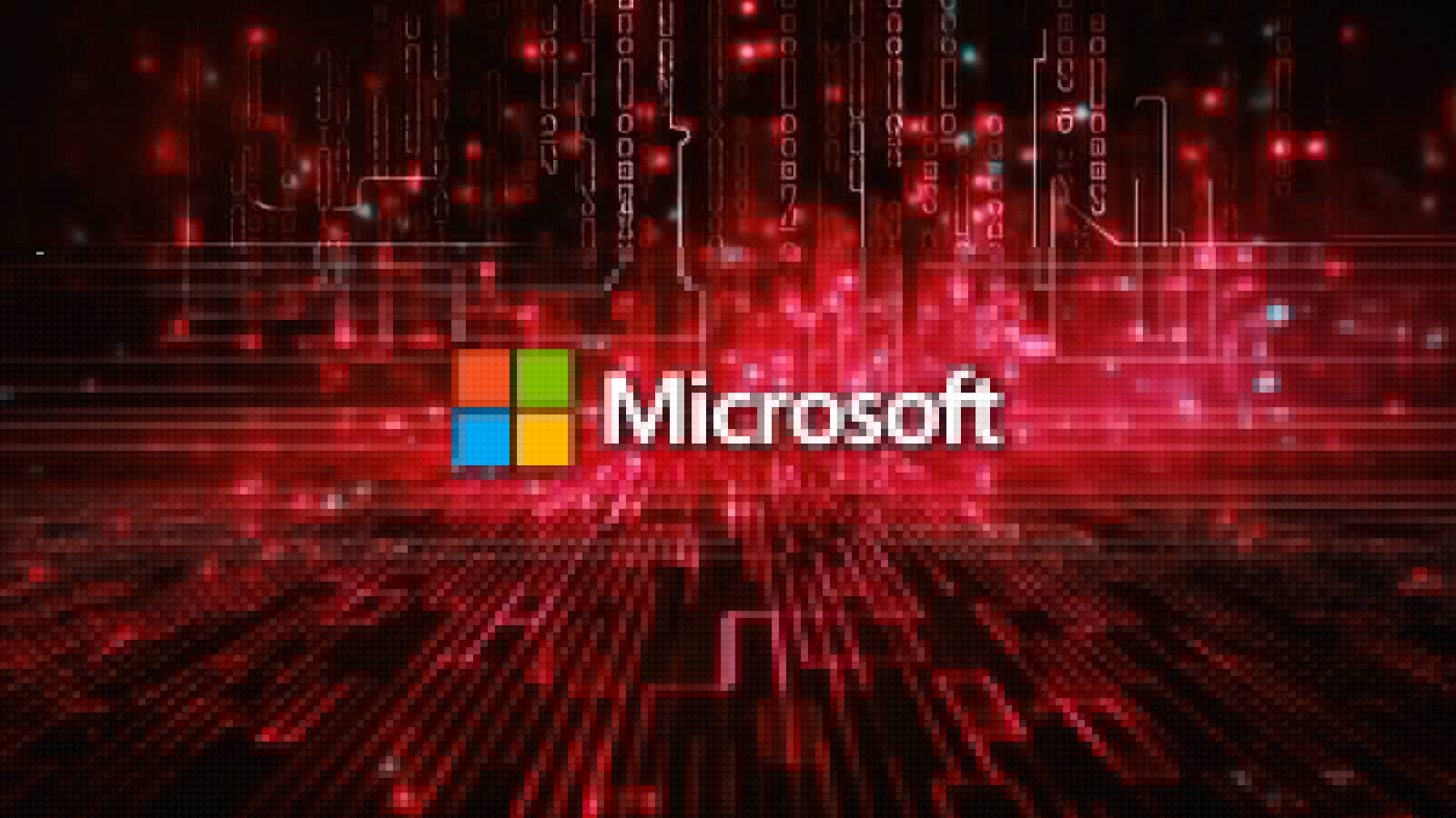 Microsoft with a red background