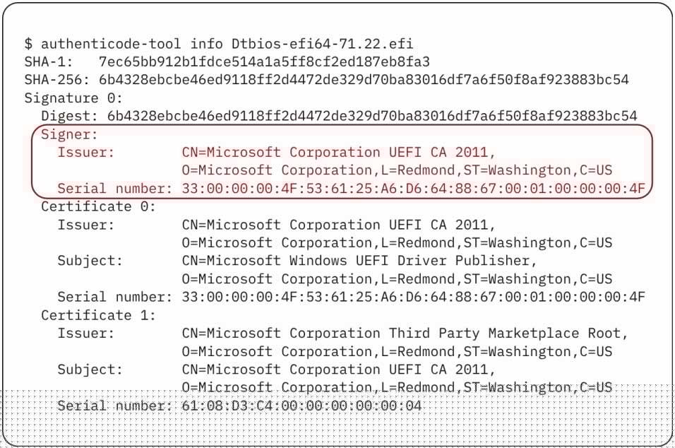 Vulnerable module signed with Microsoft UEFI CA 2011 certificate