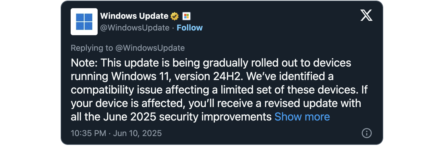 Windows 24H2 revised update