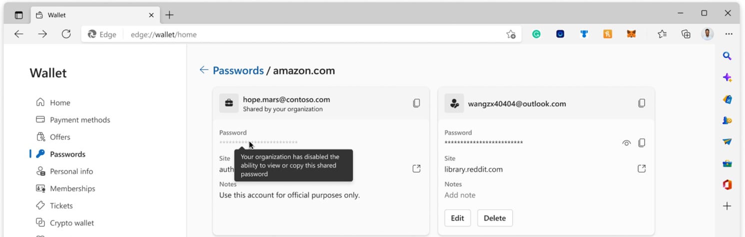 Edge password manager